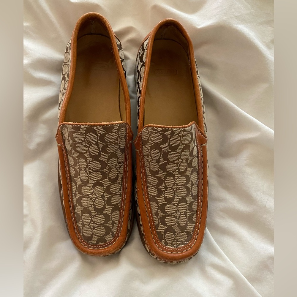 Vintage Coach Vance Logo Monogram Canvas and Leather loafer size 7.5B
